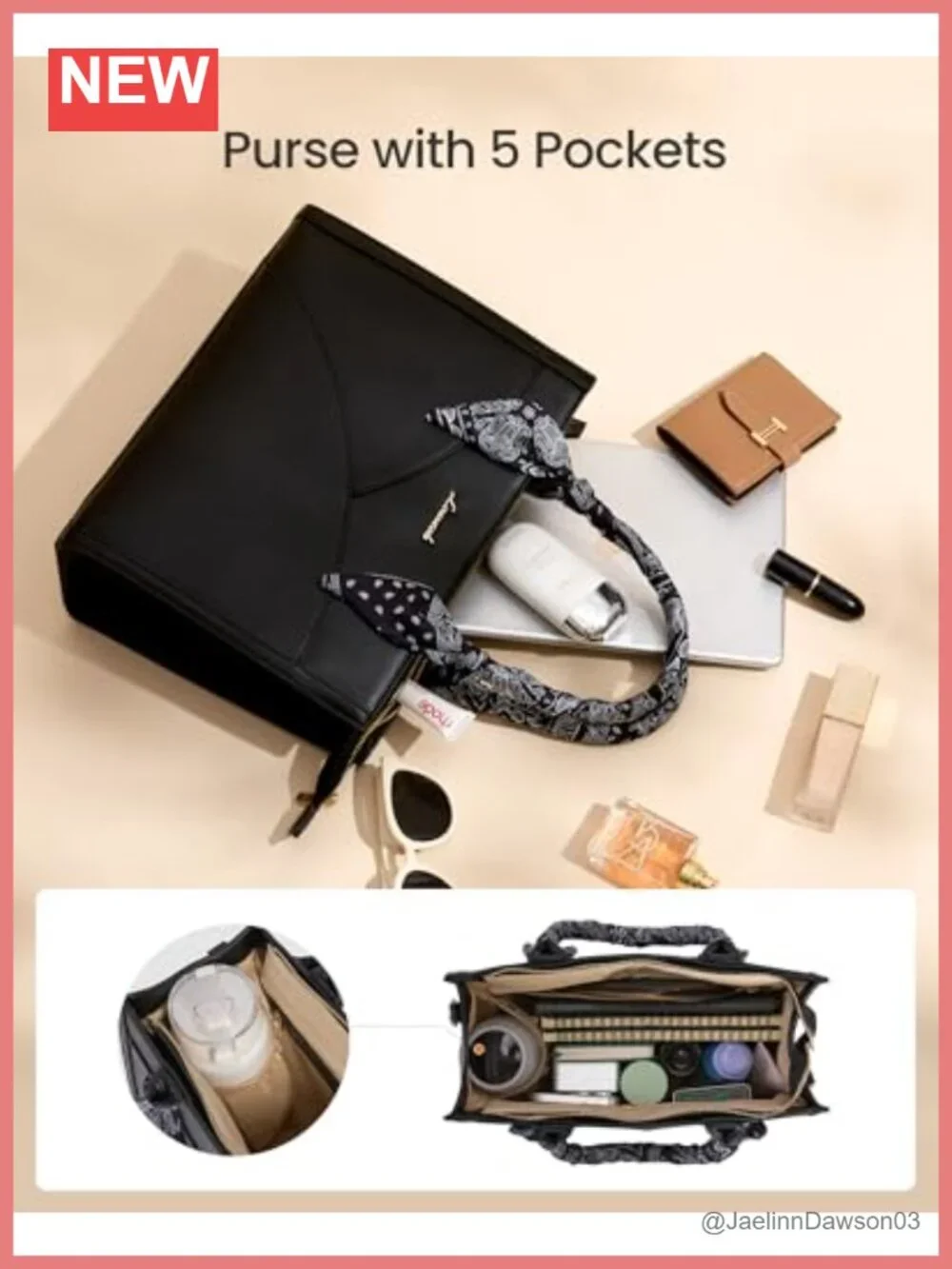 Women's Waterproof PU Leather Tote Satchel Handbag with Detachable Silk Scarf